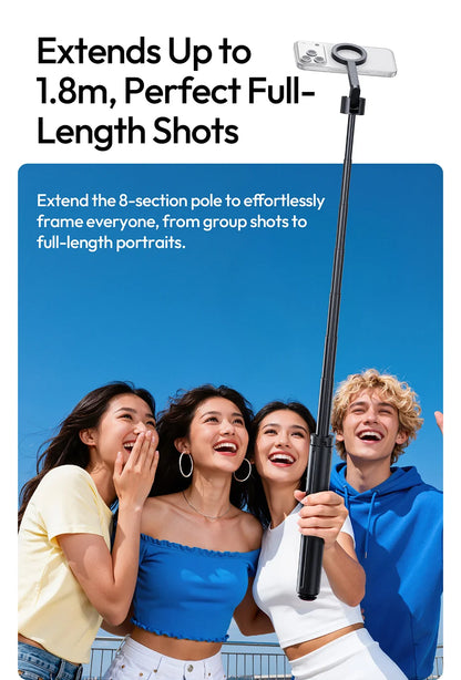 Ulanzi SK-21 Magnetic Auto-Open Tripod Selfie Stick for iPhone 17 16 15 14 Portable Selfie Ground Tripod for Travel Vlog Video