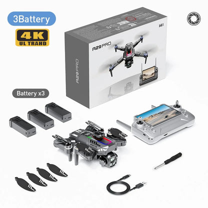 A29 Smart FPV Drone 5.6" Screen Battery Display 90° Adjustable Lens Optical Flow Hover Headless Mode 360 Stunt Flight Hobby Gift