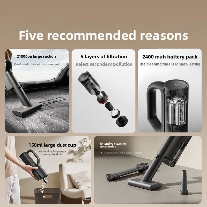 Xiaomi Car vacuum cleaner with strong suction, small size, plug-in, long battery life, suitable for both car and home use, handh