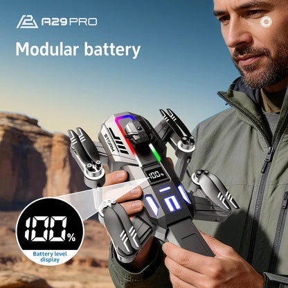 A29 Smart FPV Drone 5.6" Screen Battery Display 90° Adjustable Lens Optical Flow Hover Headless Mode 360 Stunt Flight Hobby Gift