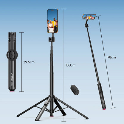 Ulanzi SK-21 Magnetic Auto-Open Tripod Selfie Stick for iPhone 17 16 15 14 Portable Selfie Ground Tripod for Travel Vlog Video