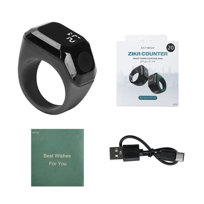 Smart app ring counter, portable OLED digital display Bluetooth counter, 0–9999 wearable counter, Type-C port