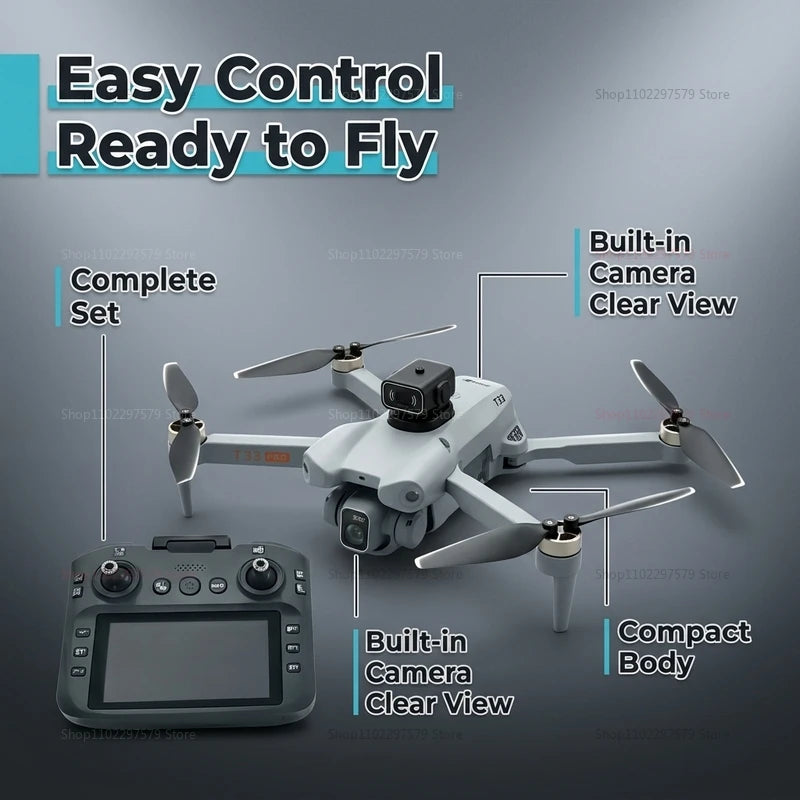 T33 New GPS Folding Drone 4,5" Screen 25 Min Battery 8K Movie Camera Optical Flow Position Aircraft Obstacle Avoidance Brushless