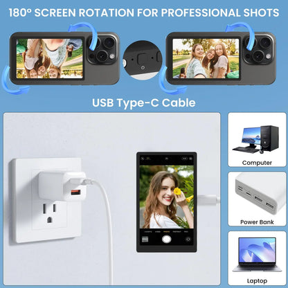 Magnetic Phone Projector Screen Android iPhone Rear Camera Selfie for Vlog Live Stream Video Recording Smart Monitor Accessory