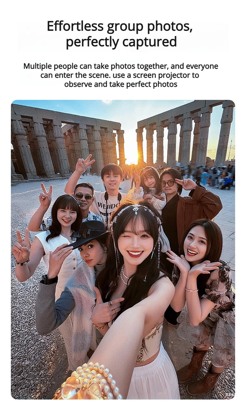 Smartphone Rear Selfie Screen with Selfie Stick Tripod suit.Selfie Pole Real-time Projection,for Vlog/Travel/Selfie/Group Photos