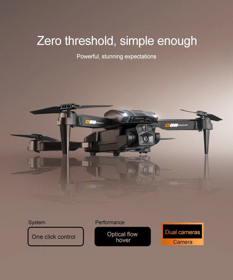 NewD88 4K RC Drone,360°Flip,Headless Mode,One Key Return,Altitude Hold,WiFi FPV,Dual Cam Switch,90°Lens Adjust,Birthday Gift Toy