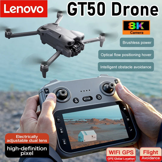 Lenovo GT50 Drone Professional 8K HD Camera 5G Brushless Motor Aerial Photography Optical Flow with Screen RC Quadcopter 2026