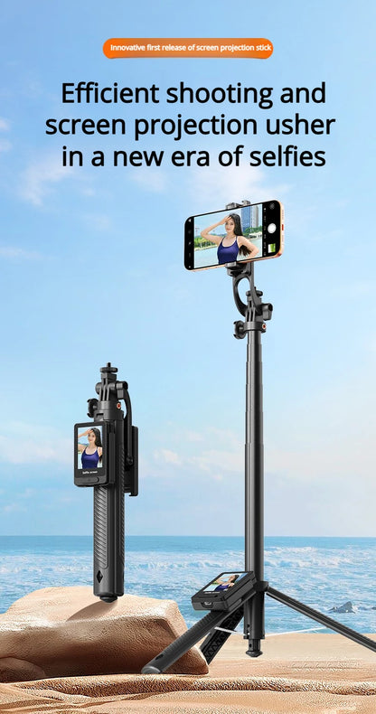 Smartphone Rear Selfie Screen with Selfie Stick Tripod suit.Selfie Pole Real-time Projection,for Vlog/Travel/Selfie/Group Photos