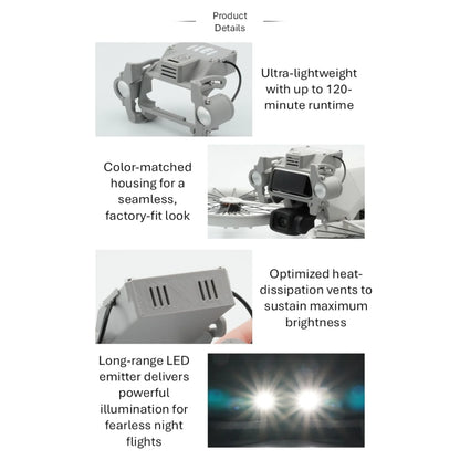 DJI Flip Night Flight Light Accessory, 900LM Front & Bottom Fill Lights, Adjustable Angle, High/Low/Strobe, 120 Min