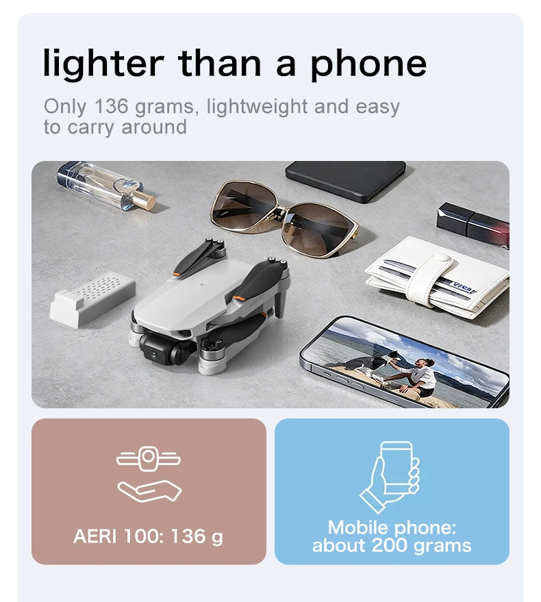 Aeri100 VR 8K Professional Drone With HD Camera 3-Axis Gimbal GPS Dron Brushless 5G WIFI Screen Remote Control RC Quadcopter Toy