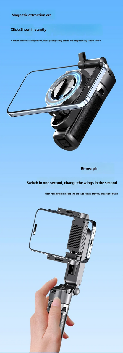 Magnetic Selfie Stick Tripod Anti-shake Extendable Phone Holder for Live Streaming Vlog Zoom Travel iPhone Samsung Android