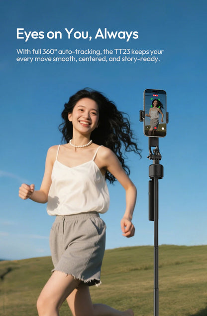 Ulanzi TT23 Auto-Tracking Selfie Stick Tripod Foaldable Selfie Tripod for Smartphone Camera for Gopro with Bluetooth for Travel