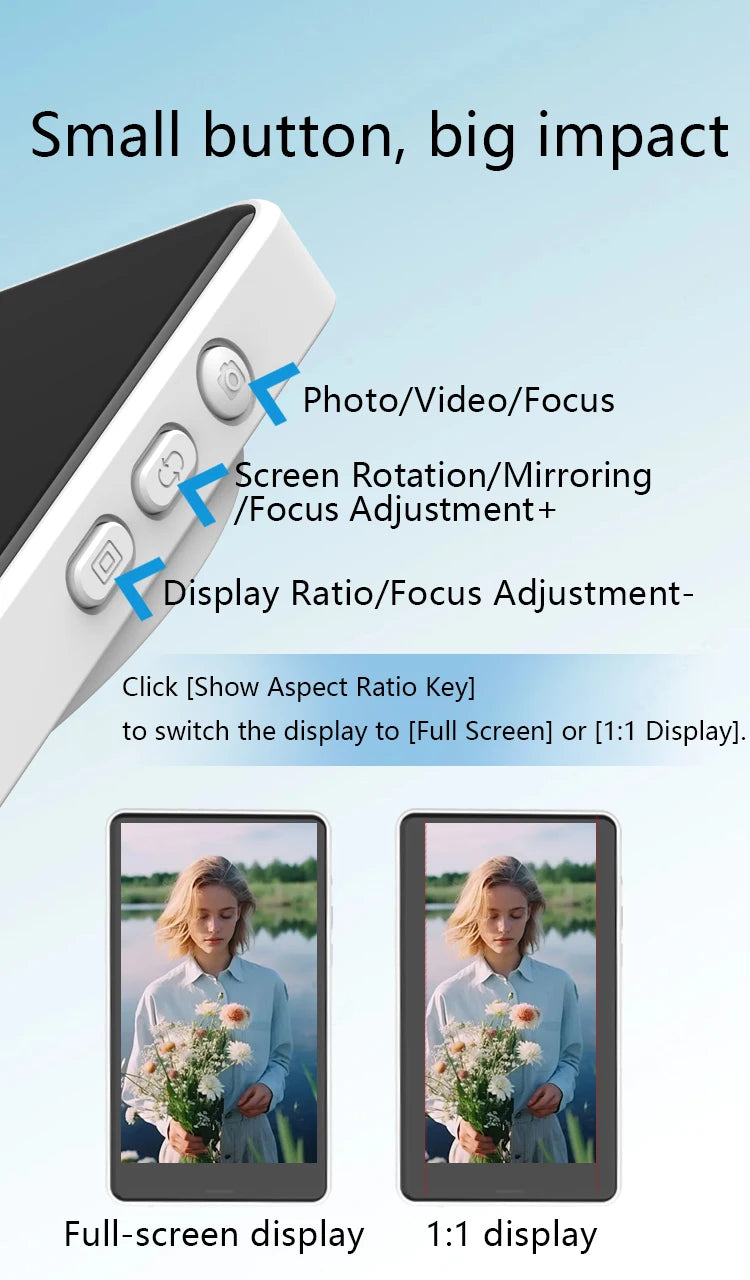 LINIM Magnetic Wireless Selfie Monitor Screen Phone Rear Camera for Vlog Live Stream Compatible for iPhone Android