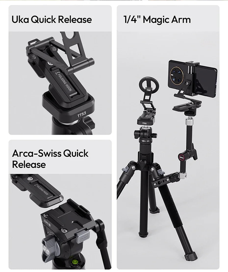 Original Ulanzi SK29 Foldable Magnetic Phone Stand Phone Clamp Selfie Stick Desktop Tripod 360° Rotation for Vlog Livestreaming