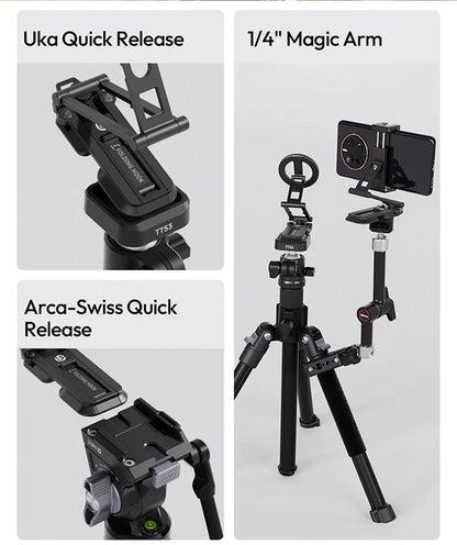Original Ulanzi SK29 Foldable Magnetic Phone Stand Phone Clamp Selfie Stick Desktop Tripod 360° Rotation for Vlog Livestreaming