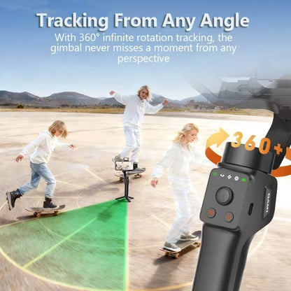 QAML S6 3-Axis Gimbal Gesture Control & Fill Light for Smooth Vlogs, Streams & Selfies. Compact & Durable, Perfect for Creator