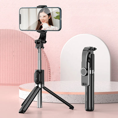 Portable Wireless Selfie Stick Extendable Tripod Stand With Bluetooth Remote for iPhone Android Vlog Live Streaming Bracket