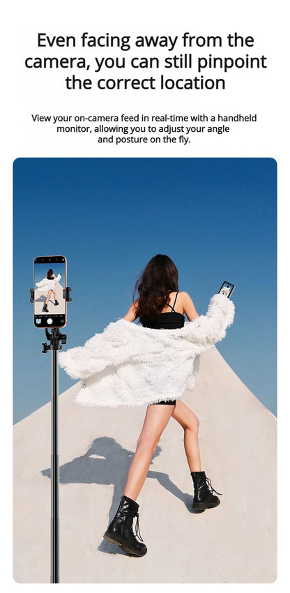 Smartphone Rear Selfie Screen with Selfie Stick Tripod suit.Selfie Pole Real-time Projection,for Vlog/Travel/Selfie/Group Photos