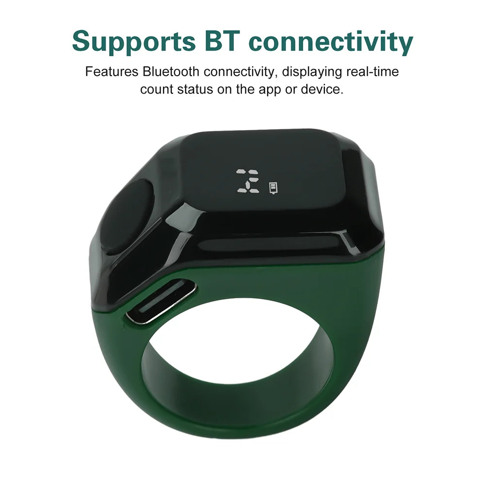 Smart APP Ring Counter LCD Digital Bluetooth Counting Muslims Zikr Ring Prayer Time Vibration Reminder Wearable Tally Counters