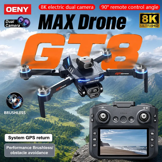 Foldable GPS Drone GT8 Professional 8K HD Dual Camera Helicopter Brushless Obstacle Avoidance Remote Control Quadcopter Aircraft