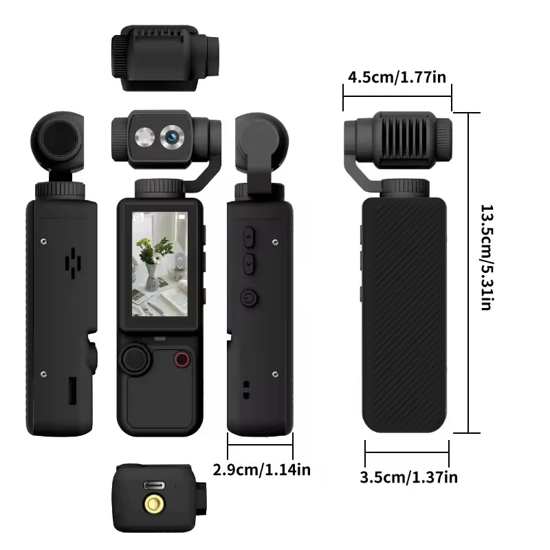 Pocket3 Pro Handheld 180 ° Rotating Portable Anti-shake Camera 1080P HD Display Wifi Wireless Wearable Night Vision Motion Cam