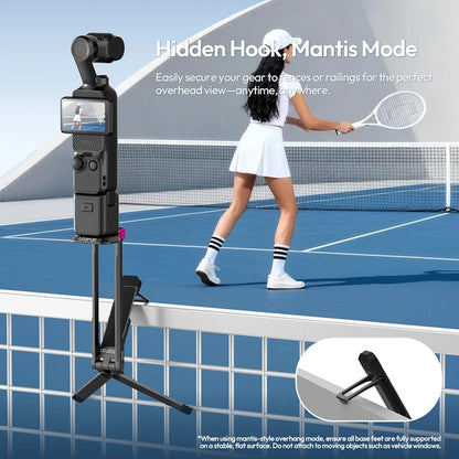 Ulanzi MA66 Magnetic Quick Release Tripod for DJI Pocket 3 Foldable Selfie Stick Handle Tripod with Hidden Hook for Travel