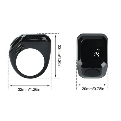 Smart APP Ring Counter LCD Digital Bluetooth Counting Muslims Zikr Ring Prayer Time Vibration Reminder Wearable Tally Counters