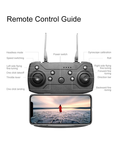NewD88 4K RC Drone,360°Flip,Headless Mode,One Key Return,Altitude Hold,WiFi FPV,Dual Cam Switch,90°Lens Adjust,Birthday Gift Toy