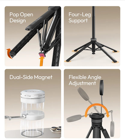 Ulanzi MT-85 Automatic Phone Tripod Magsafe Selfie Stick for iPhone 17 16 15 Pop Open Tripod Floor Stand for Outdoor Travel Vlog