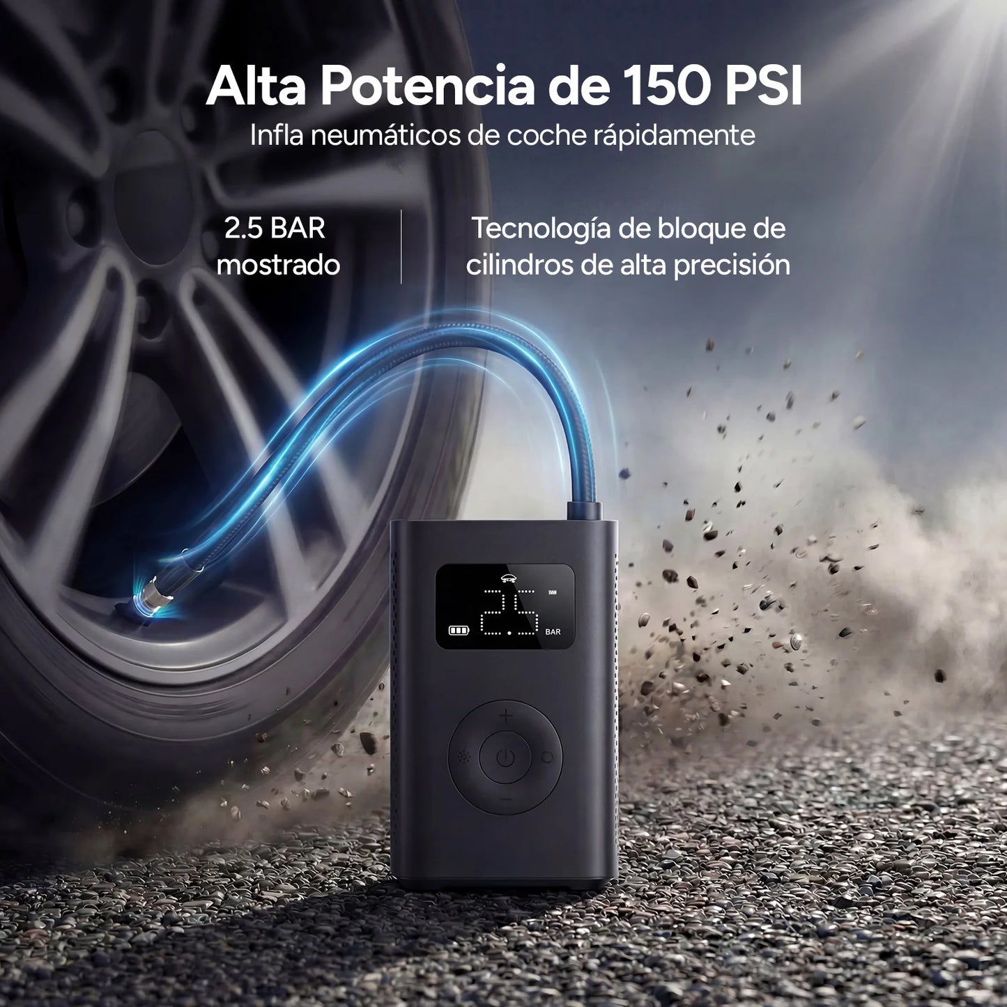 Xiaomi Mijia Portable Air Compressor 2 Pro, 150Psi Electric Tire Inflator with Speed Boost Fast Charging, Air Pump for Car, Motorcycle, Bicycle and Ball
