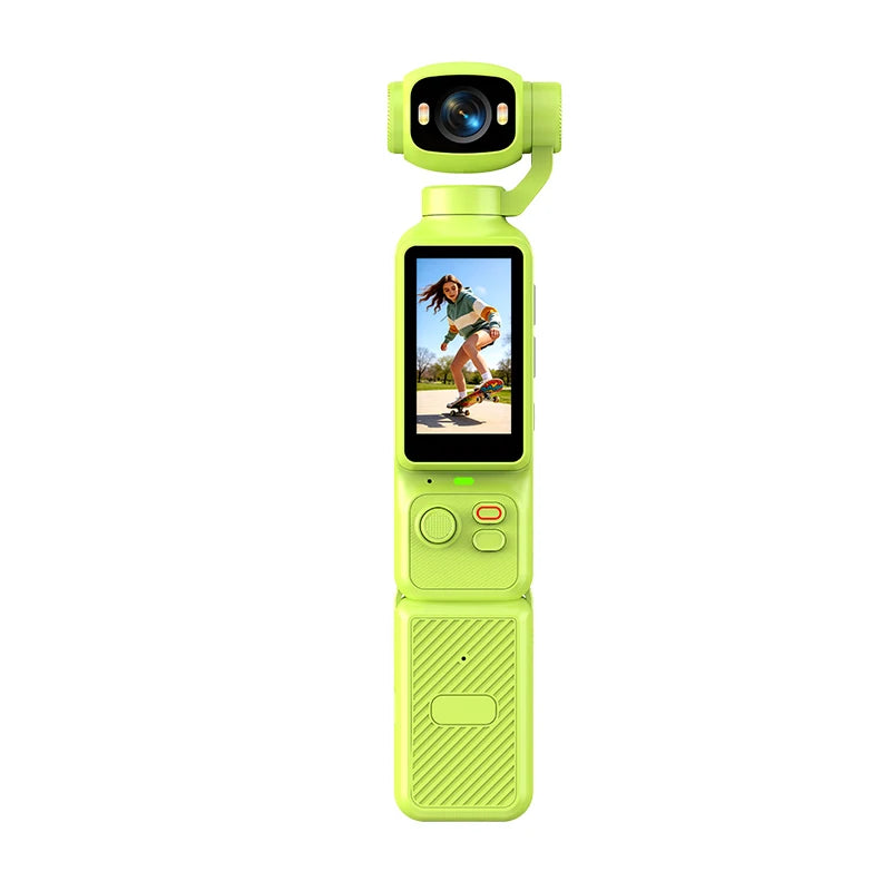 4K Handheld Gimbal Action Camera HD 180° Rotatable Lens Anti-shake Pocket Vlog Camera with Fill Light for Outdoor Sports