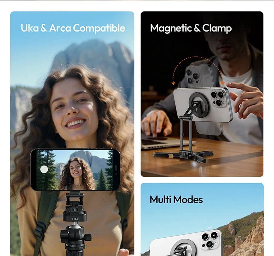 Original Ulanzi SK29 Foldable Magnetic Phone Stand Phone Clamp Selfie Stick Desktop Tripod 360° Rotation for Vlog Livestreaming