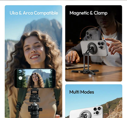 Original Ulanzi SK29 Foldable Magnetic Phone Stand Phone Clamp Selfie Stick Desktop Tripod 360° Rotation for Vlog Livestreaming