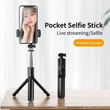 Portable Wireless Selfie Stick Extendable Tripod Stand With Bluetooth Remote for iPhone Android Vlog Live Streaming Bracket