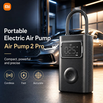 Xiaomi Mijia Portable Air Compressor 2 Pro, 150Psi Electric Tire Inflator with Speed Boost Fast Charging, Air Pump for Car, Motorcycle, Bicycle and Ball