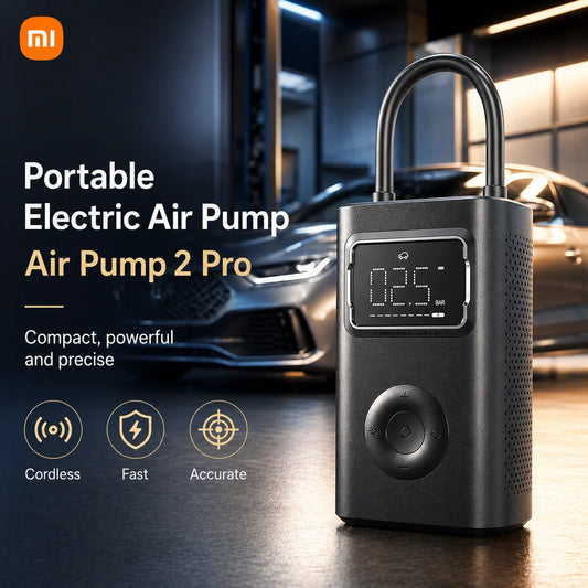 Xiaomi Mijia Portable Air Compressor 2 Pro, 150Psi Electric Tire Inflator with Speed Boost Fast Charging, Air Pump for Car, Motorcycle, Bicycle and Ball