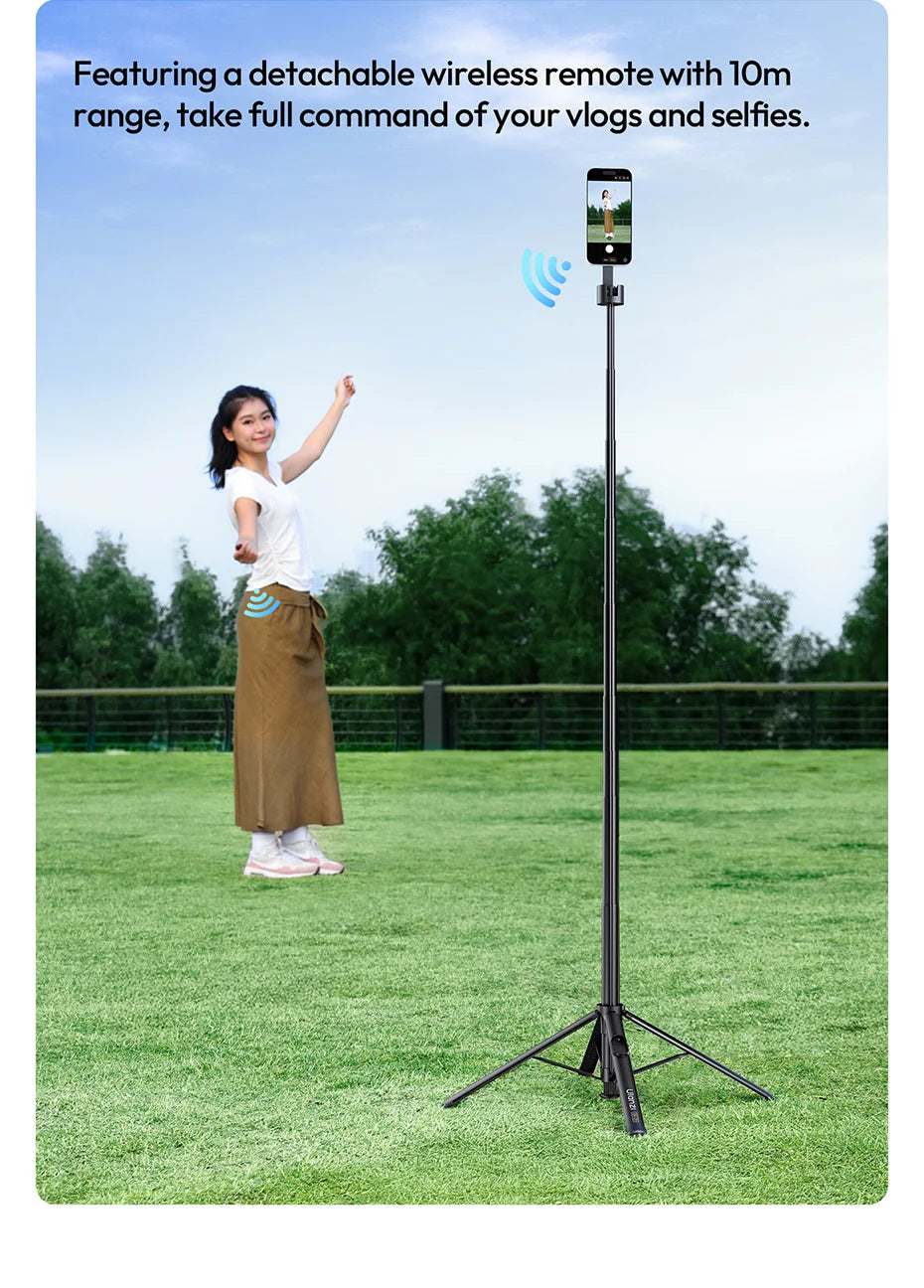 Ulanzi SK-21 Magnetic Auto-Open Tripod Selfie Stick for iPhone 17 16 15 14 Portable Selfie Ground Tripod for Travel Vlog Video