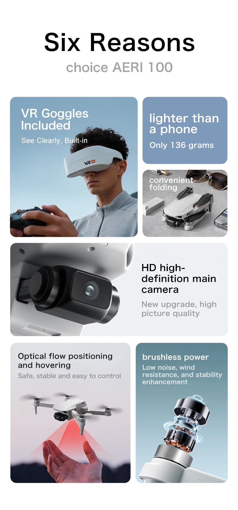 Aeri100 VR 8K Professional Drone With HD Camera 3-Axis Gimbal GPS Dron Brushless 5G WIFI Screen Remote Control RC Quadcopter Toy