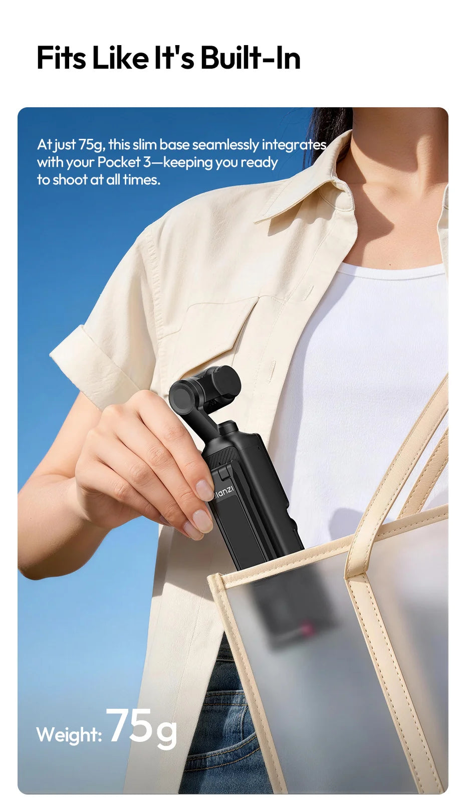 Ulanzi MA66 Magnetic Quick Release Tripod for DJI Pocket 3 Foldable Selfie Stick Handle Tripod with Hidden Hook for Travel