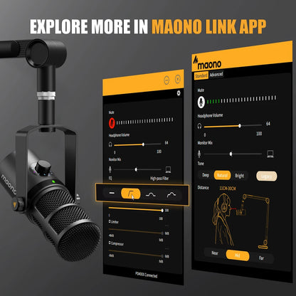 MAONO PD400X USB/XLR Dynamic Microphone All Metal With One-Touch Mute Headphone Jack And Volume Control For Podcasting Streaming
