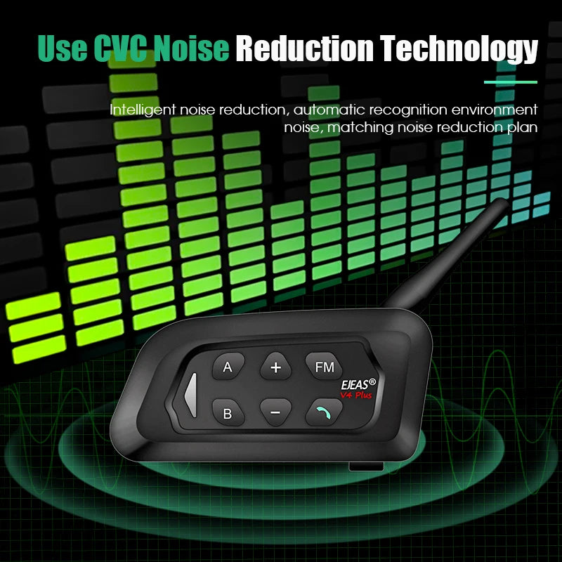 EJEAS 4PCS V4C PLUS Football Referee Intercom Headset 1500M Full Duplex Bluetooth Headphone Conference Interphone + Handbag