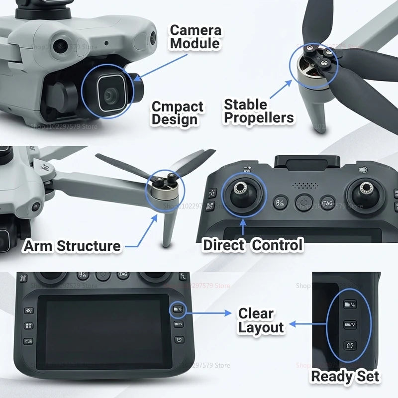 T33 New GPS Folding Drone 4,5" Screen 25 Min Battery 8K Movie Camera Optical Flow Position Aircraft Obstacle Avoidance Brushless
