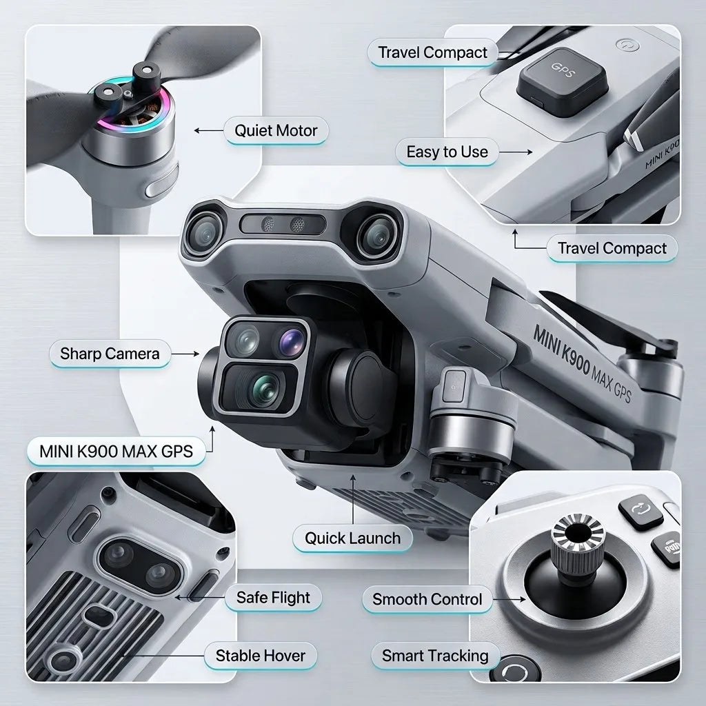 New K900 Max Folding Drone 8k Dual Cameras Screen Remote Control Helicopter GPS Obstacle Brushless Quadcopter Aerial Photography