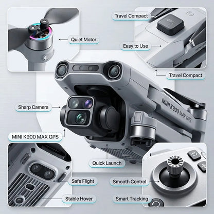New K900 Max Folding Drone 8k Dual Cameras Screen Remote Control Helicopter GPS Obstacle Brushless Quadcopter Aerial Photography