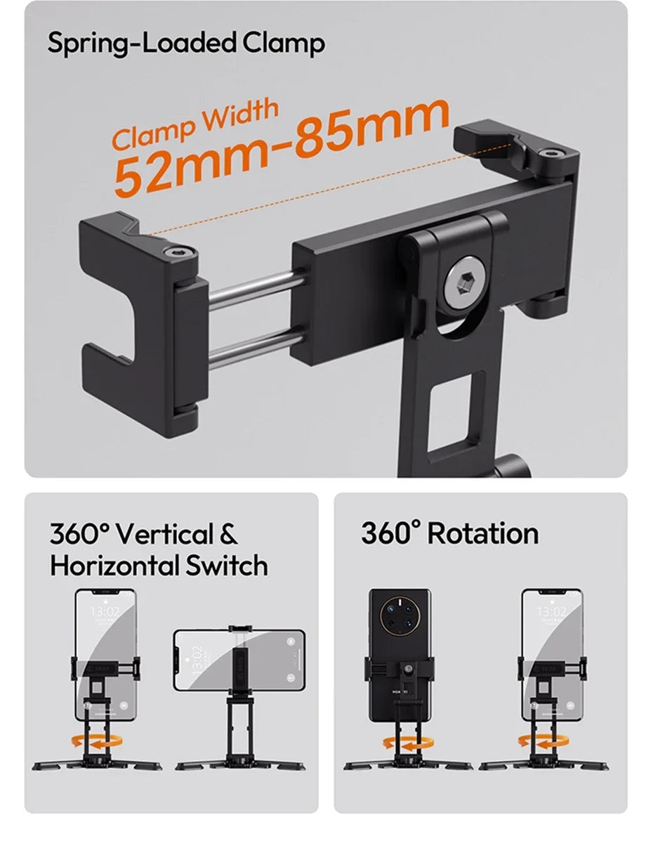Original Ulanzi SK29 Foldable Magnetic Phone Stand Phone Clamp Selfie Stick Desktop Tripod 360° Rotation for Vlog Livestreaming