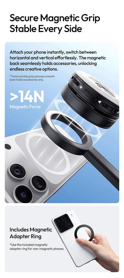 Ulanzi SK-21 Magnetic Auto-Open Tripod Selfie Stick for iPhone 17 16 15 14 Portable Selfie Ground Tripod for Travel Vlog Video