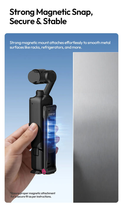 Ulanzi MA66 Magnetic Quick Release Tripod for DJI Pocket 3 Foldable Selfie Stick Handle Tripod with Hidden Hook for Travel