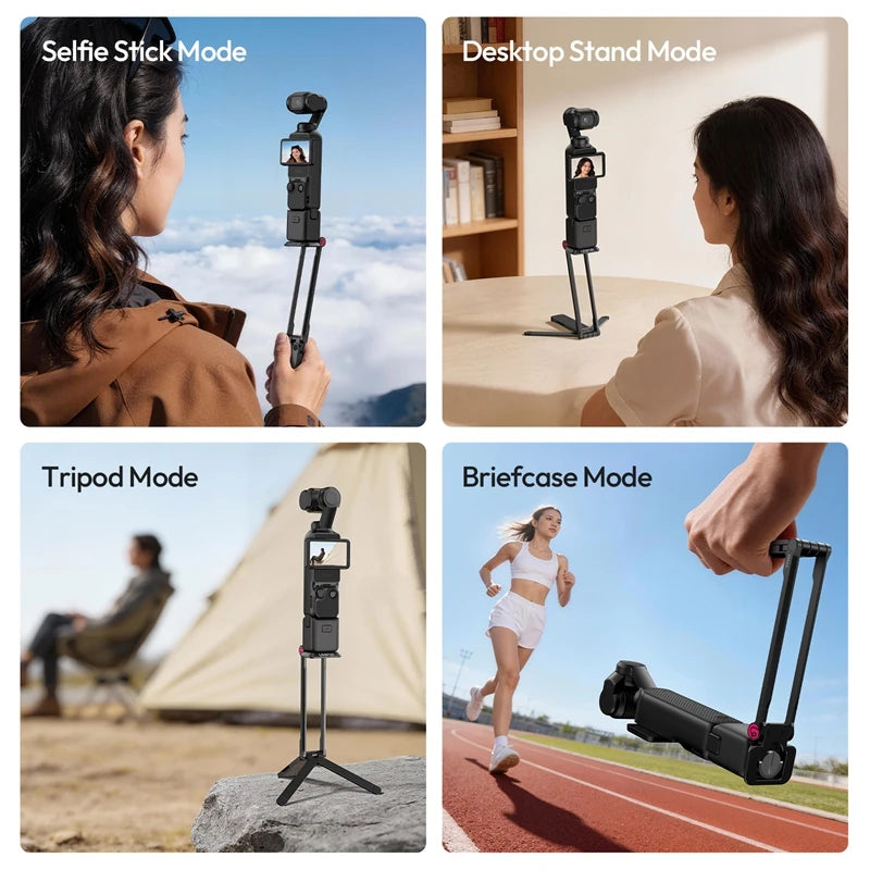 Ulanzi MA66 Magnetic Quick Release Tripod for DJI Pocket 3 Foldable Selfie Stick Handle Tripod with Hidden Hook for Travel
