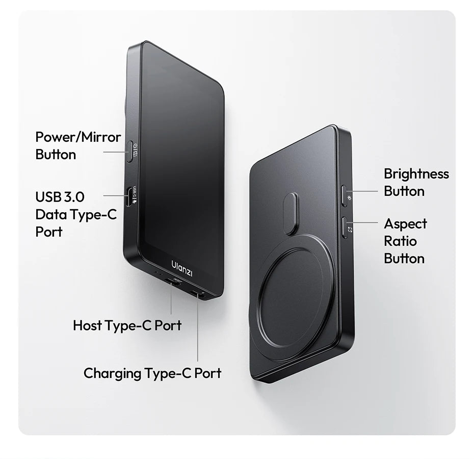 Ulanzi VM1 Vlog Selfie Monitor Screen for iPhone 17 16 15 Selfie Monitor Screen with Magnetic Ring Livestreaming Vlog Shots