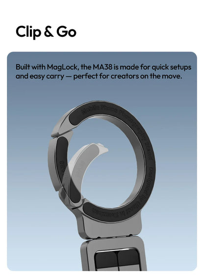 Ulanzi MA38 MagLock Phone Stand Magnetic Phone Stand for iPhone 16 15 14 13 with Hidden Hook for Slopes Walls